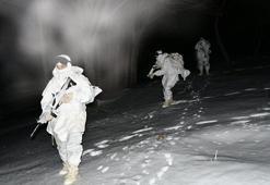 Mehmetçiğin karlı arazide gece eğitimi