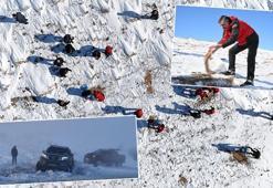 Doğaya yem bırakıp karda rafting yaptılar