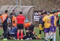 Amatör lig maçında, futbolcunun dili boğazına kaçtı