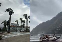 Marmaris’te fırtına; ağaçlar devrildi, yelkenli tekne karaya oturdu