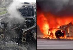 Esenyurt TEM Otoyolu'nda cip alev alev yandı