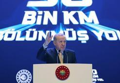 Cumhurbaşkanı Erdoğan: Bölünmüş yollarımızın, 30 bininci kilometresini hizmete almak üzere bir aradayız