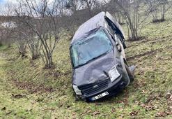 Hafif ticari araç, fındık bahçesine yuvarlandı: 1 ölü, 2 yaralı