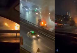 Haliç Köprüsü'nde otomobil yangını