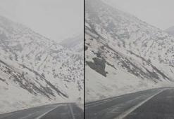 Kopan dev kaya parçası yola düştü; o anlar kamerada