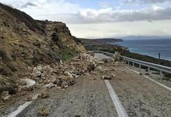 Bozcaada'da sağanak sonrası heyelan meydana geldi