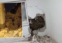 Dağdan kopan kaya parçası evin duvarını delip, yatak odasına girdi