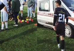 Dili boğazına kaçan kaleci, polisin müdahalesi ile kurtuldu