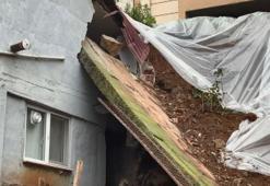 İstinat duvarı çöktü binada hasar oluştu