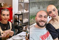 Saçını kazıtan eşinin desteği ile meme kanserini yendi