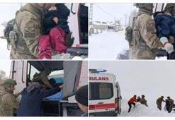 Kars'ta hasta çocuklar, paletli araçla sağlık ekiplerine ulaştırıldı