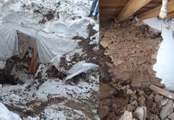 Heyelanda tek katlı ev toprak altında kaldı