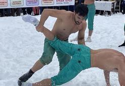 Kar üstünde Karakucak Güreşi heyecanı başladı