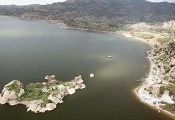 Yağmurlarla dolan Bafa Gölü, dronla görüntülendi