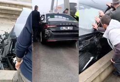 Çekmeköy'de gişelerde beton bariyere çarpan otomobilin sürücüsü yaralandı