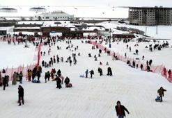 Kayak merkezinde bu kez hafta içi yoğunluğu dron kamerasında