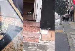 Bakırköy'de 2 kişinin iş merkezinin kapısına el bombası koyduğu anlar kamerada