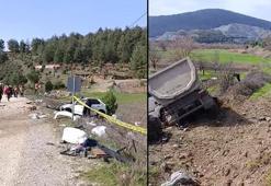 Hafriyat kamyonuyla çarpışan otomobilin sürücüsü yaralandı, eşi öldü