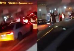 Düğün konvoyundaki otomobillerle trafiği kesip, egzoz sesiyle gürültü yaptılar