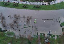 Çanakkale'de taşan Sarıçay dron ile görüntülendi