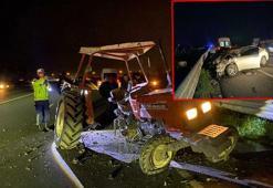 Adana’da otomobilin çarptığı traktör ikiye ayrıldı: 1'i ağır 6 yaralı