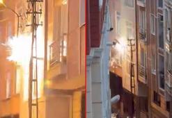 Şişli’de elektrik direğindeki patlamalar kamerada