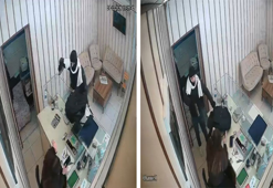 Dükkanına girdiği kuyumcunun çığlıkla panik butonuna bastığını görüp kaçtı