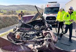 TIR'a arkadan çarpan otomobil 150 metre sürüklendi: 1 yaralı