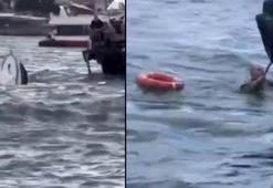 Karaköy'de yolcu vapuru tekneye çarptı; balıkçı denize düştü