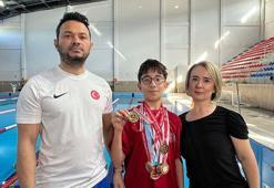 Raşitizmli para yüzücü Kayra, 5 branşta altın madalya kazanarak Türkiye birincisi oldu