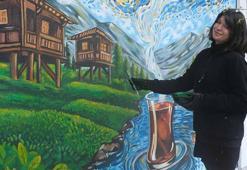 Rize’nin simgeleri Van Gogh tarzıyla duvara yansıdı