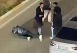 Otomobilinden indirip sopayla dövdüler; o anlar kamerada