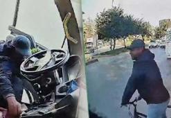 Bisikletle gelip, yolcu minibüsündeki 4 bin TL'yi çaldı