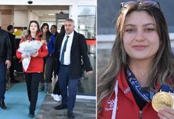 Avrupa şampiyonu olan atıcı Damla Köse, Erzurum’da çiçeklerle karşılandı