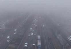 Haliç'te etkili olan sis havadan görüntülendi