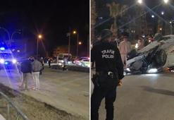 Motosiklete çarpan otomobil takla attı: 2 yaralı