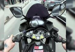 Tek tekerlek üzerinde ilerleyen motosikletin sürücüsüne 71 bin lira ceza
