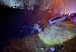 Çarpışan otomobiller kanala devrildi: 6 yaralı