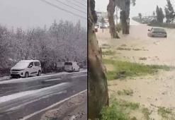 Adana'nın kuzeyinde kar, güneyinde sağanak