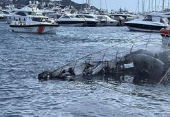 Bodrum'daki yat yangını sonrası temizlik ve enkaz kaldırma çalışması başlatıldı