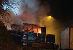 Üsküdar’da işçi konteyneri alev alev yandı