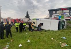 Samsun'da otobüs yan yattı: 9’u öğrenci, 11 yaralı