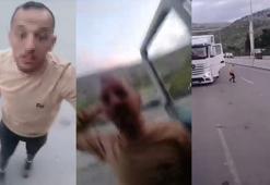 TIR şoförü, kazanın ardından meslektaşının aracına demir sopayla saldırdı