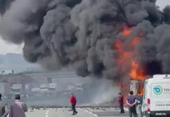 Çatalca'da TIR yangını; Kuzey Marmara Otoyolu'nda trafik normale döndü
