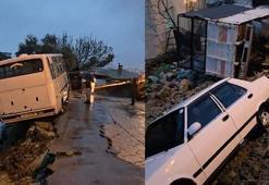 Aydın'da sağanak; istinat duvarı çöktü, bazı evleri su bastı