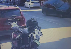 Küçükçekmece’de park halindeki cipe çarpan otomobil takla attı