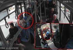 Belediye otobüsünde fenalaşan yolcuyu şoför hastaneye yetiştirdi; o anlar kamerada