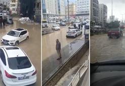 Mardin’de yarım saatlik sağanakta cadde ve sokaklar göle döndü