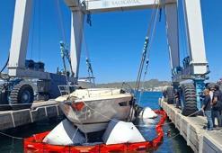 Bodrum'da marinadaki yangında batan 7 motoryatın enkazı kaldırılıyor