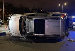 Kağıthane’de alkollü sürücünün kullandığı otomobilin çarptığı cip devrildi: 1 yaralı